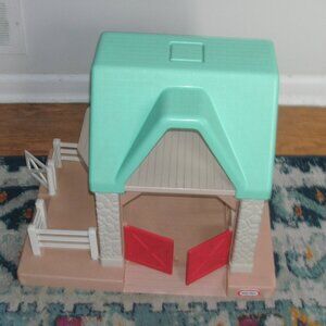 Collectible Vintage Little Tikes Doll House HORSE STABLE Barn Farm with Fence